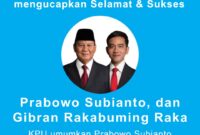 Jajaran Jasasiaranpers.com dan Sapu Langit Media Center mengucapkan selamat kepada pasangan Prabowo - Gibran. (Dok. Istimewa)